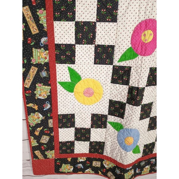 Home Sweet‎ Home Multi Print Black White 34 x 34 Handmade Quilt - Picture 8 of 11